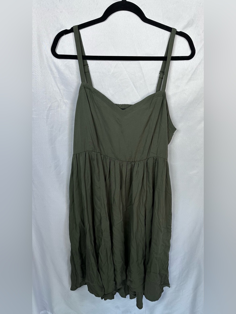 Torrid Olive Green V-Neck Sundress with Smocked Back Size 1